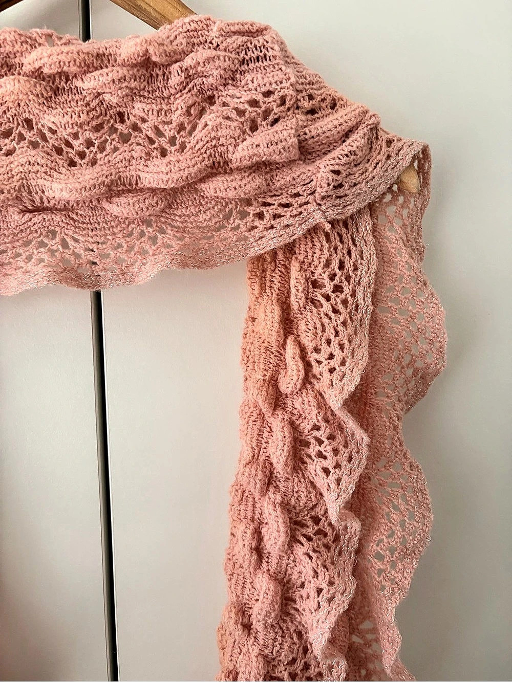 Pink Ruffled Knit Scarf - Picture 3 of 6